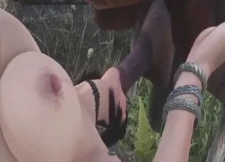 Animated brunette stunner having sex with a horse