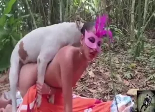 Sexy dog fucker in animal sex porn movie clip